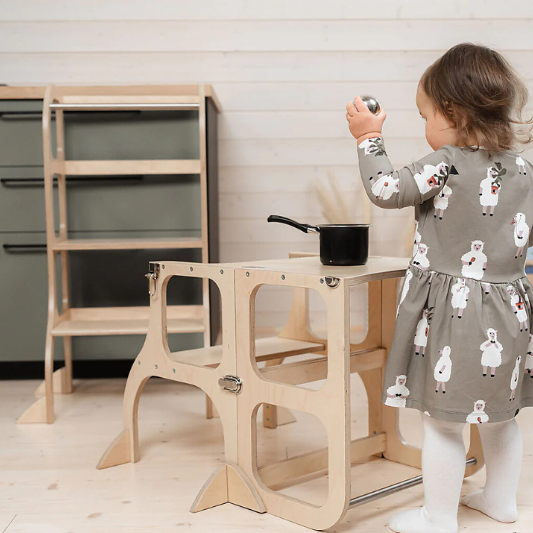 Torre Montessori - Convertibile in tavolino - Supporto Extra – Le Coccole