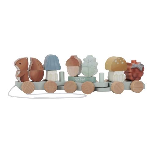 Trenino di blocchi in legno Little Dutch Forest Friends con scoiattolo
