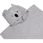 Tryco Baby Accappatoio Poncho da Bagno Kyle il Koala in morbida spugna grigia con cappuccio decorato, per bambini dai 2 ai 5 anni