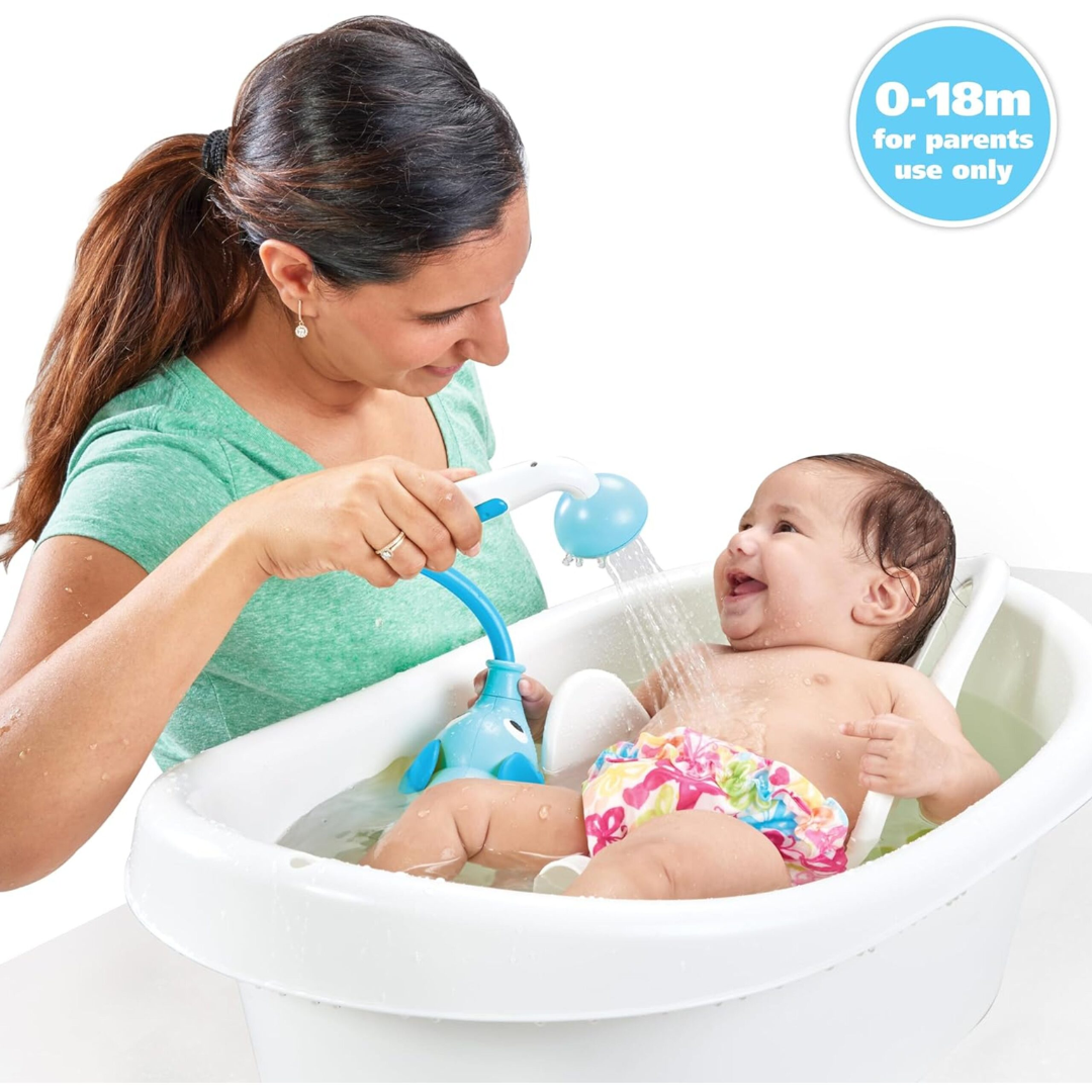 Gioco da bagno Yookidoo elefante blu usato in vasca durante il bagnetto del bambino