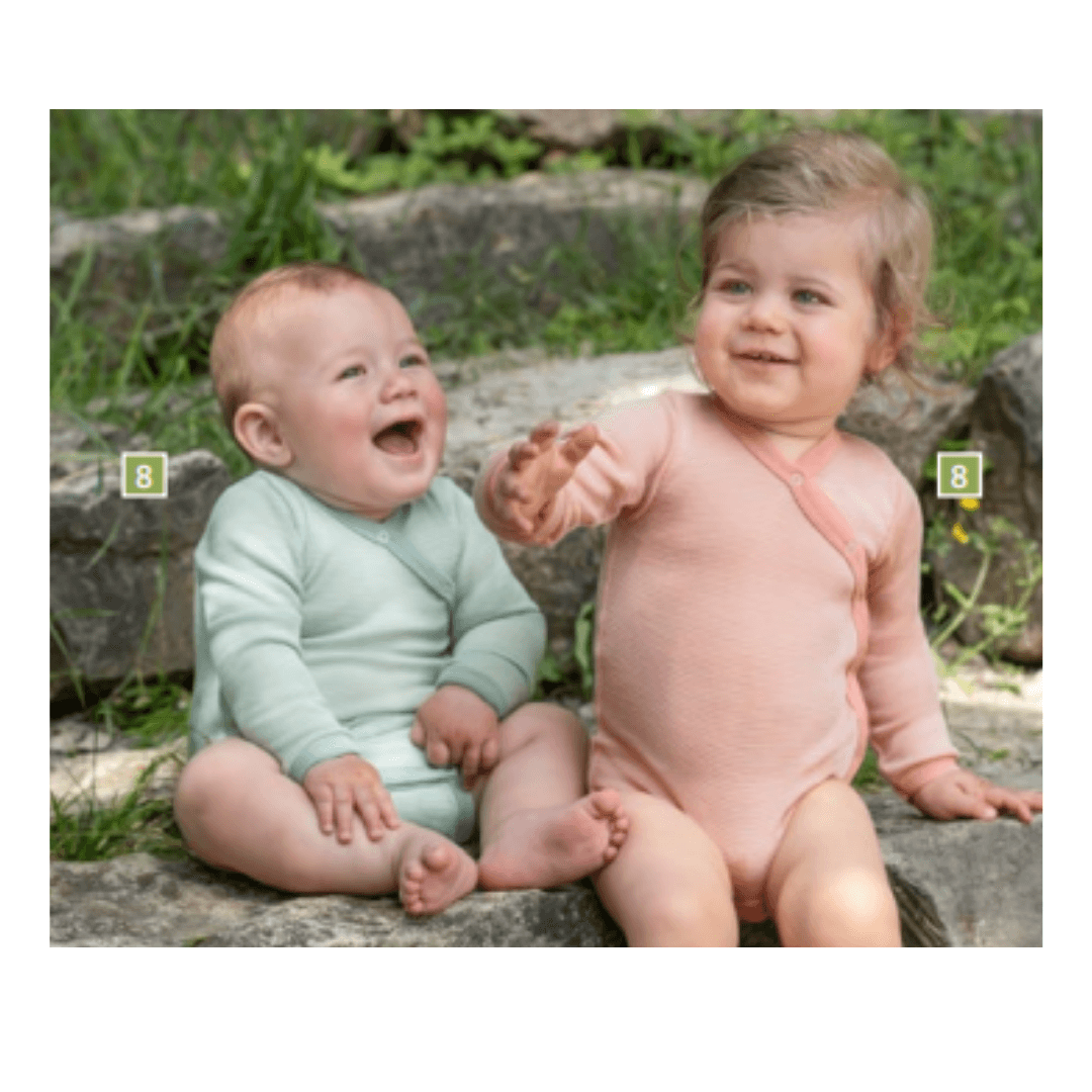 2 bambini che indossano i Body  in Lana Seta Biologica